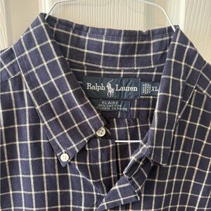 Ralph Lauren Men's Navy and White Plaid Shirt